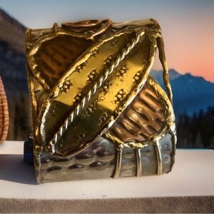 Ladies Cuff Bracelet Nature Inspired Earth Tones & Whimsical Design. Sm. ~ Med.